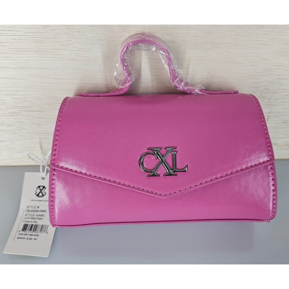 CXL by Christian Lacroix Laine Matte Patent Crossbody Mini Bag Pink Rose